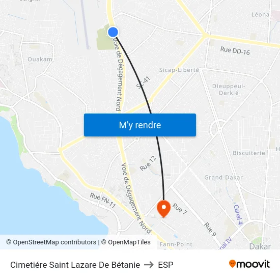 Cimetiére Saint Lazare De Bétanie to ESP map