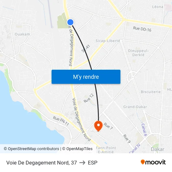 Voie De Degagement Nord, 37 to ESP map