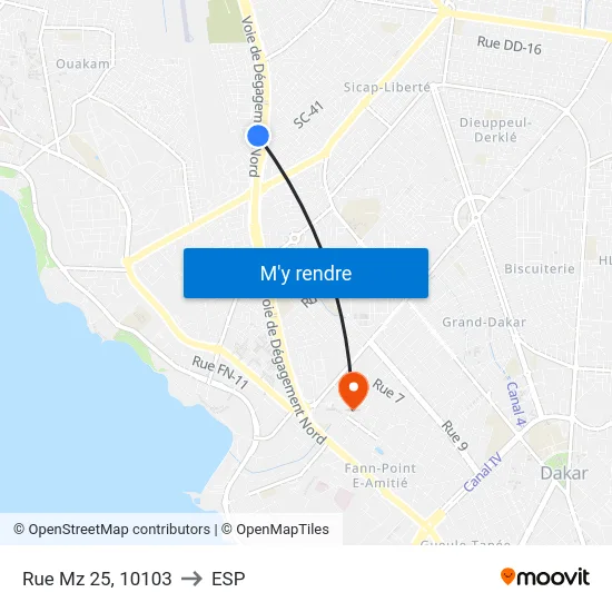 Rue Mz 25, 10103 to ESP map