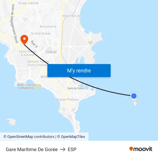 Gare Marítime De Gorée to ESP map