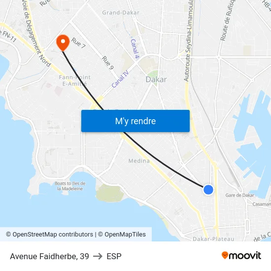 Avenue Faidherbe, 39 to ESP map