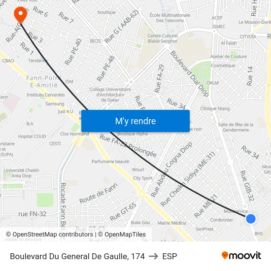 Boulevard Du General De Gaulle, 174 to ESP map