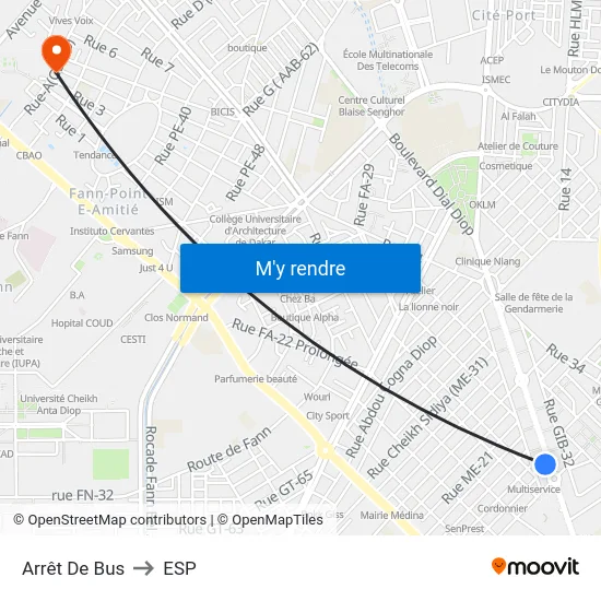 Arrêt De Bus to ESP map
