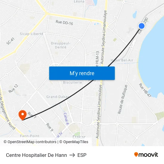 Centre Hospitalier De Hann to ESP map