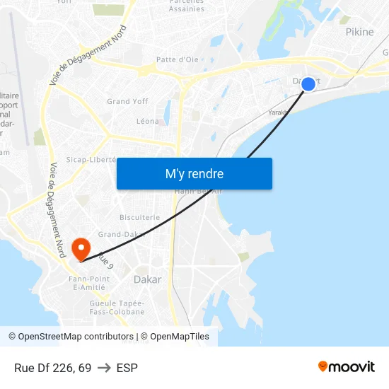 Rue Df 226, 69 to ESP map