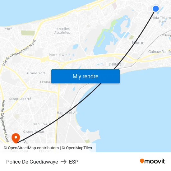 Police De Guediawaye to ESP map