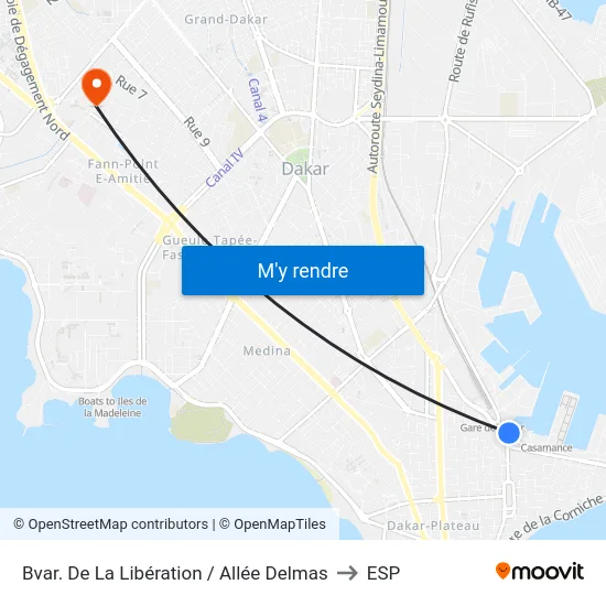 Bvar. De La Libération / Allée Delmas to ESP map