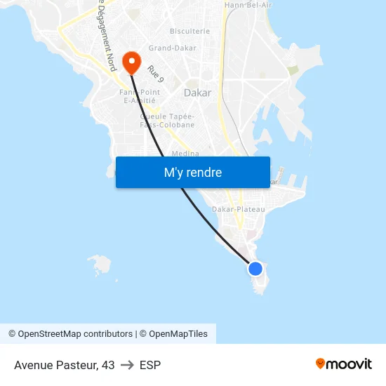 Avenue Pasteur, 43 to ESP map