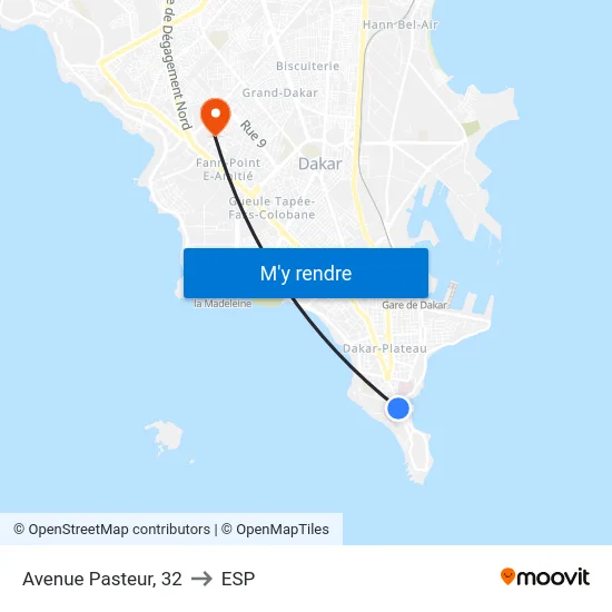 Avenue Pasteur, 32 to ESP map