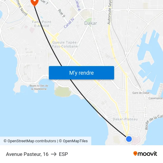 Avenue Pasteur, 16 to ESP map