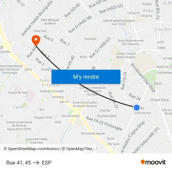 Rue 41, 45 to ESP map