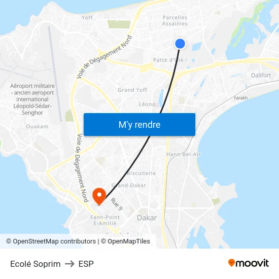 Ecolé Soprim to ESP map