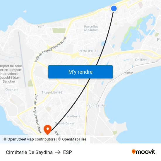 Ciméterie De Seydina to ESP map