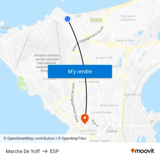 Marche De Yoff to ESP map