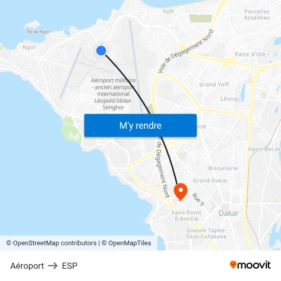 Aéroport to ESP map