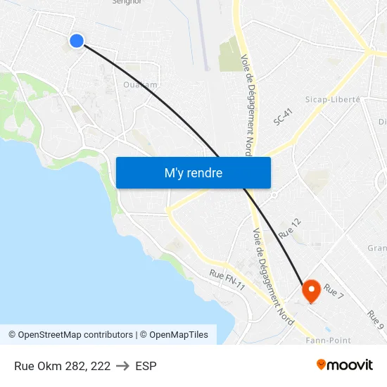 Rue Okm 282, 222 to ESP map