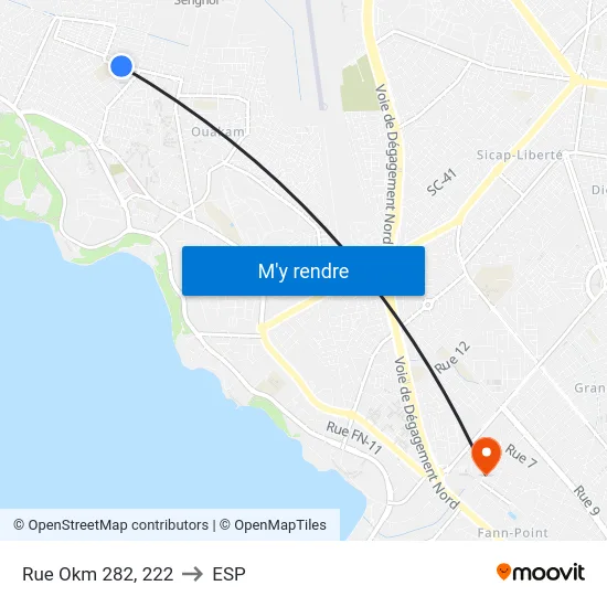 Rue Okm 282, 222 to ESP map