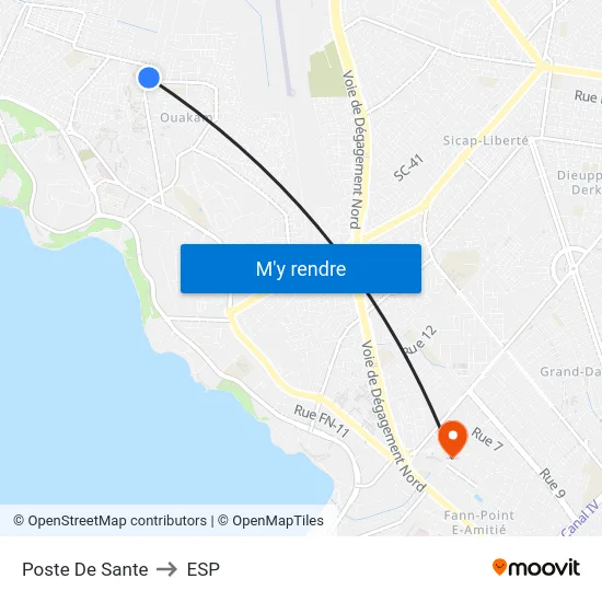 Poste De Sante to ESP map