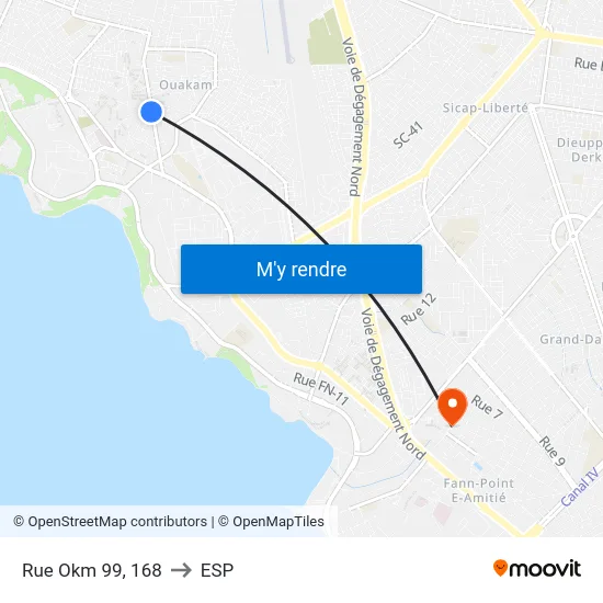 Rue Okm 99, 168 to ESP map