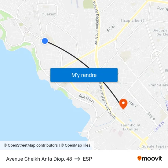 Avenue Cheikh Anta Diop, 48 to ESP map