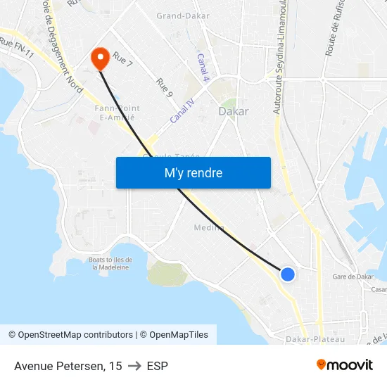 Avenue Petersen, 15 to ESP map