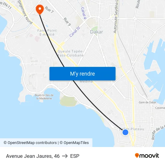 Avenue Jean Jaures, 46 to ESP map