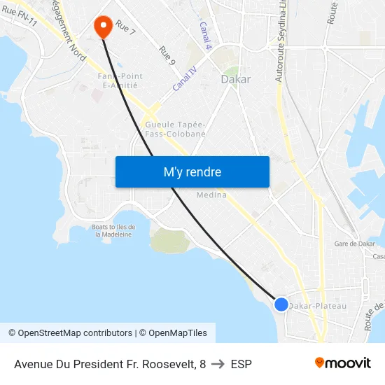 Avenue Du President Fr. Roosevelt, 8 to ESP map