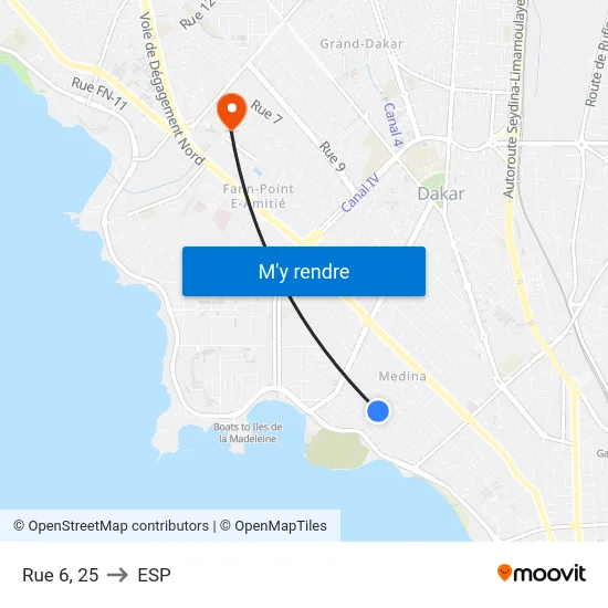 Rue 6, 25 to ESP map