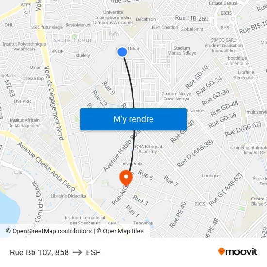 Rue Bb 102, 858 to ESP map