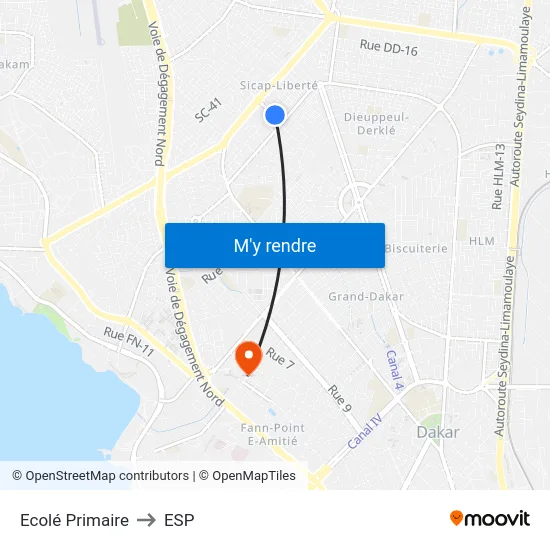 Ecolé Primaire to ESP map