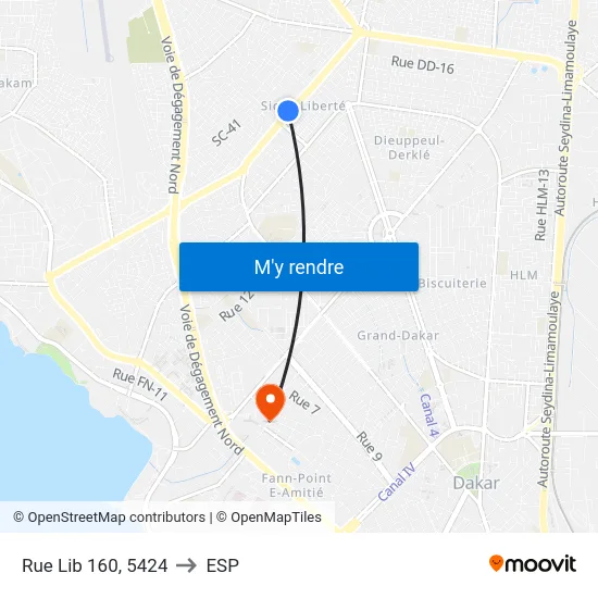 Rue Lib 160, 5424 to ESP map