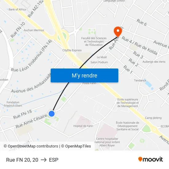Rue FN 20, 20 to ESP map