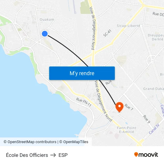 École Des Officiers to ESP map