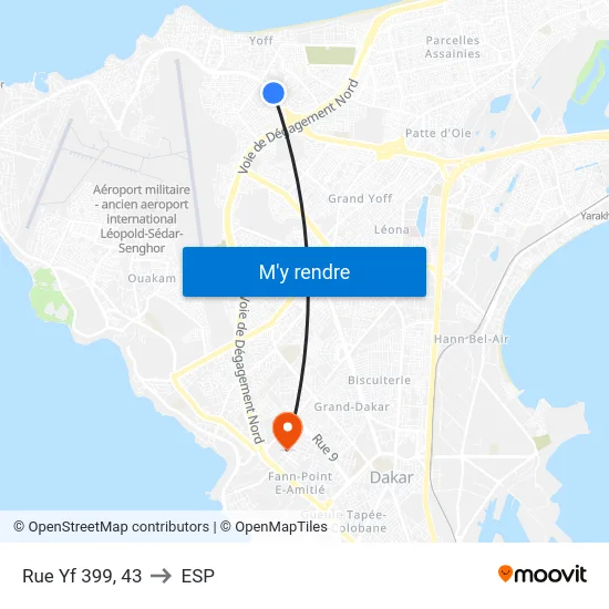 Rue Yf 399, 43 to ESP map