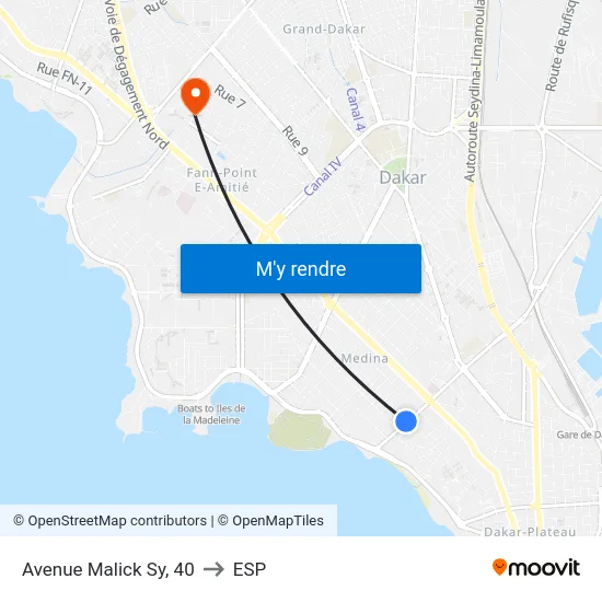 Avenue Malick Sy, 40 to ESP map