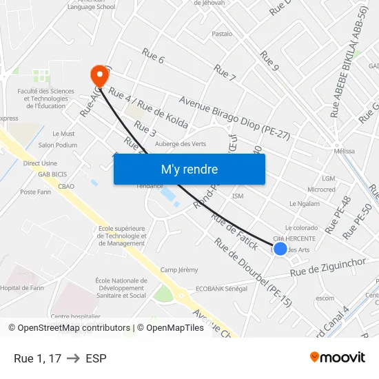 Rue 1, 17 to ESP map