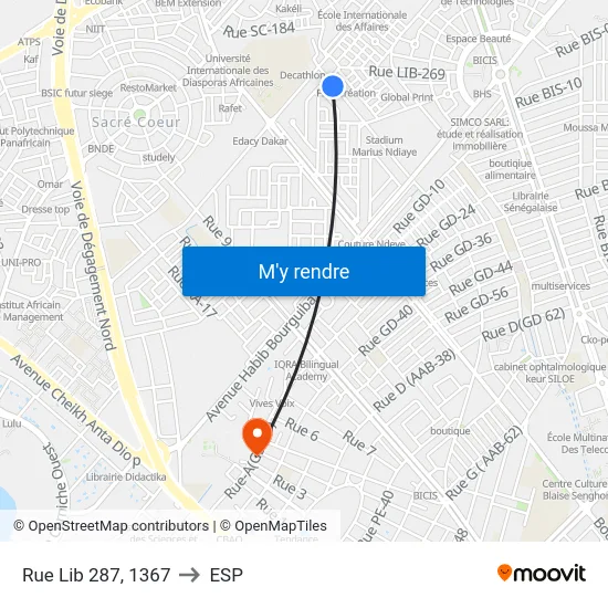 Rue Lib 287, 1367 to ESP map