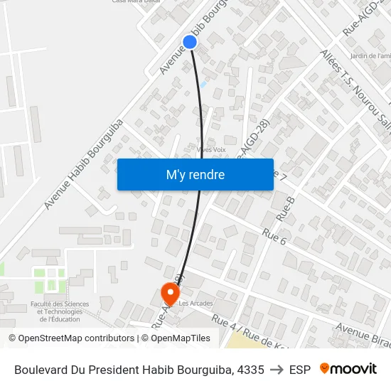 Boulevard Du President Habib Bourguiba, 4335 to ESP map