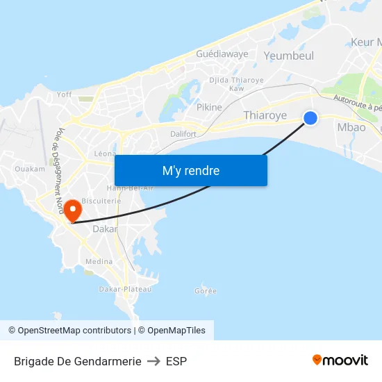 Brigade De Gendarmerie to ESP map