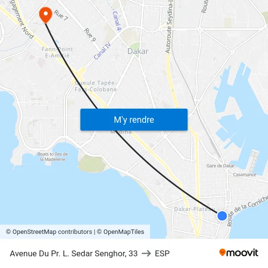 Avenue Du Pr. L. Sedar Senghor, 33 to ESP map