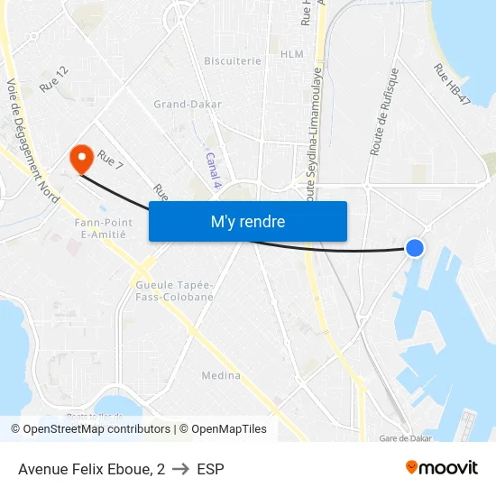 Avenue Felix Eboue, 2 to ESP map