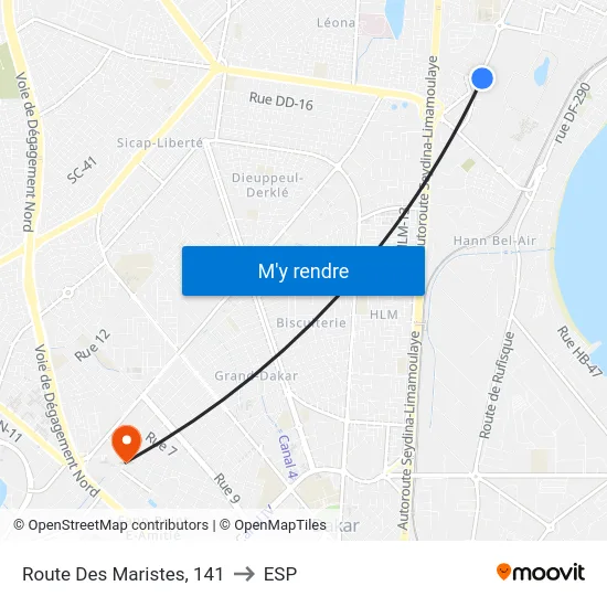 Route Des Maristes, 141 to ESP map