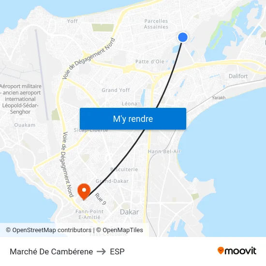 Marché De Cambérene to ESP map