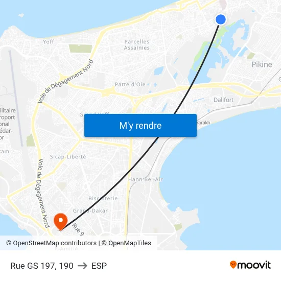 Rue GS 197, 190 to ESP map