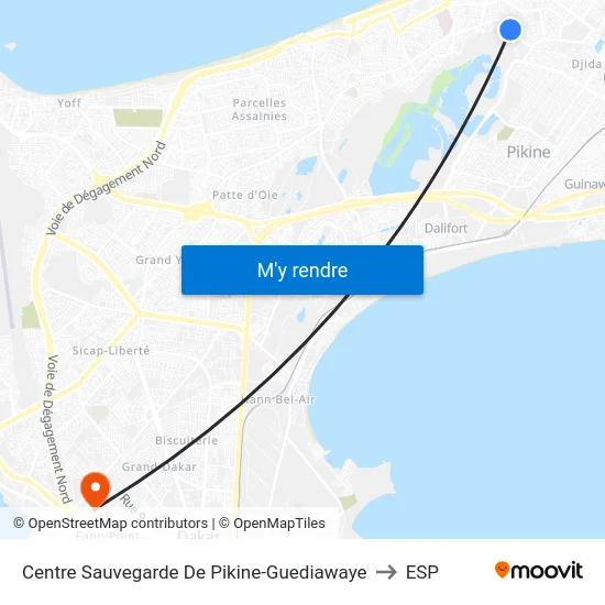 Centre Sauvegarde De Pikine-Guediawaye to ESP map