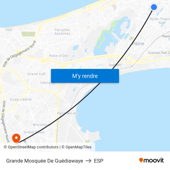 Grande Mosquée De Guédiawaye to ESP map