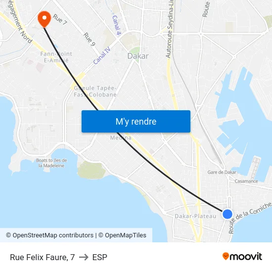 Rue Felix Faure, 7 to ESP map