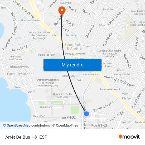 Arrêt De Bus to ESP map