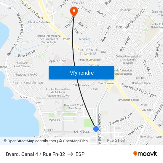 Bvard. Canal 4 / Rue Fn-32 to ESP map