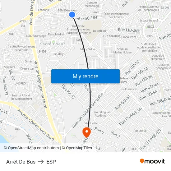 Arrêt De Bus to ESP map